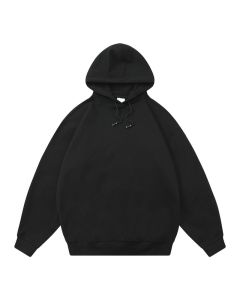 Off shoulder solid Hoodie - Black M02