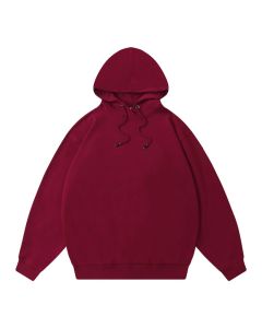 Off shoulder solid Hoodie - Coffee Red M02