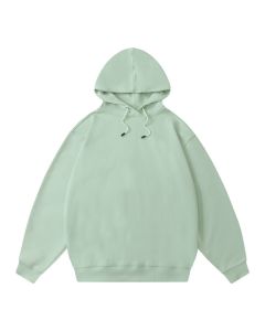 Off shoulder solid Hoodie - Light Green M02